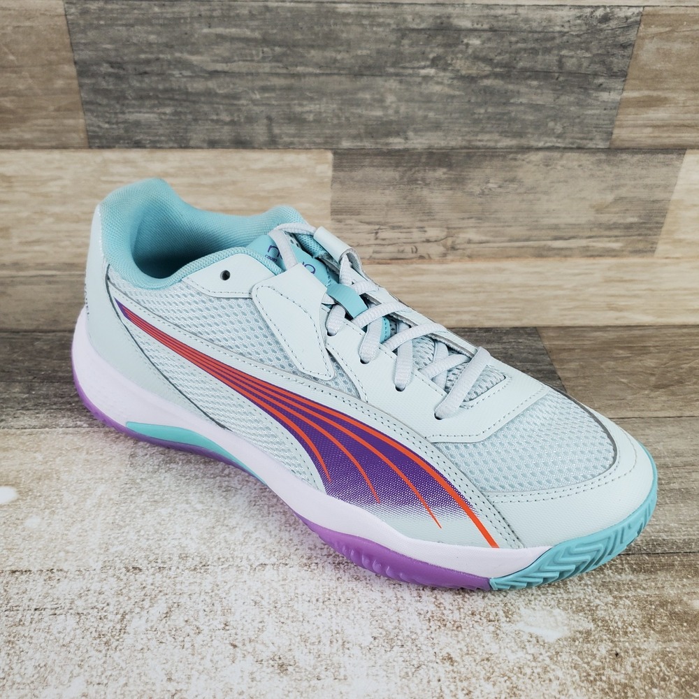 PUMA Nova Court Womens Pickleball Shoes Sz 9.5 Blue Purple Safe Lake Sneakers